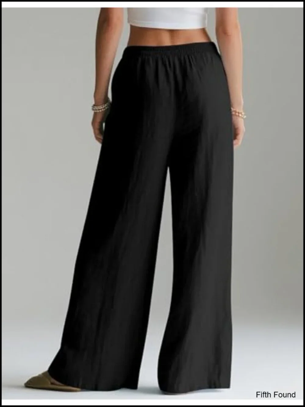 Linen Blend Wide Leg Palazzo Pants Elastic Waist Summer Travel